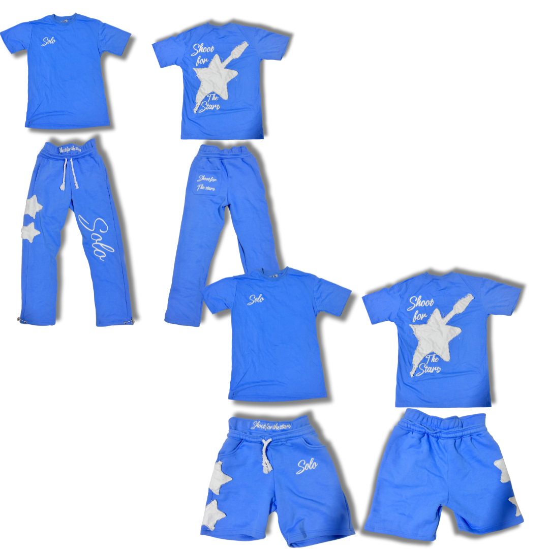 Solo SFTS Complete Set (T-Shirt + Shorts + Pants) - Blue