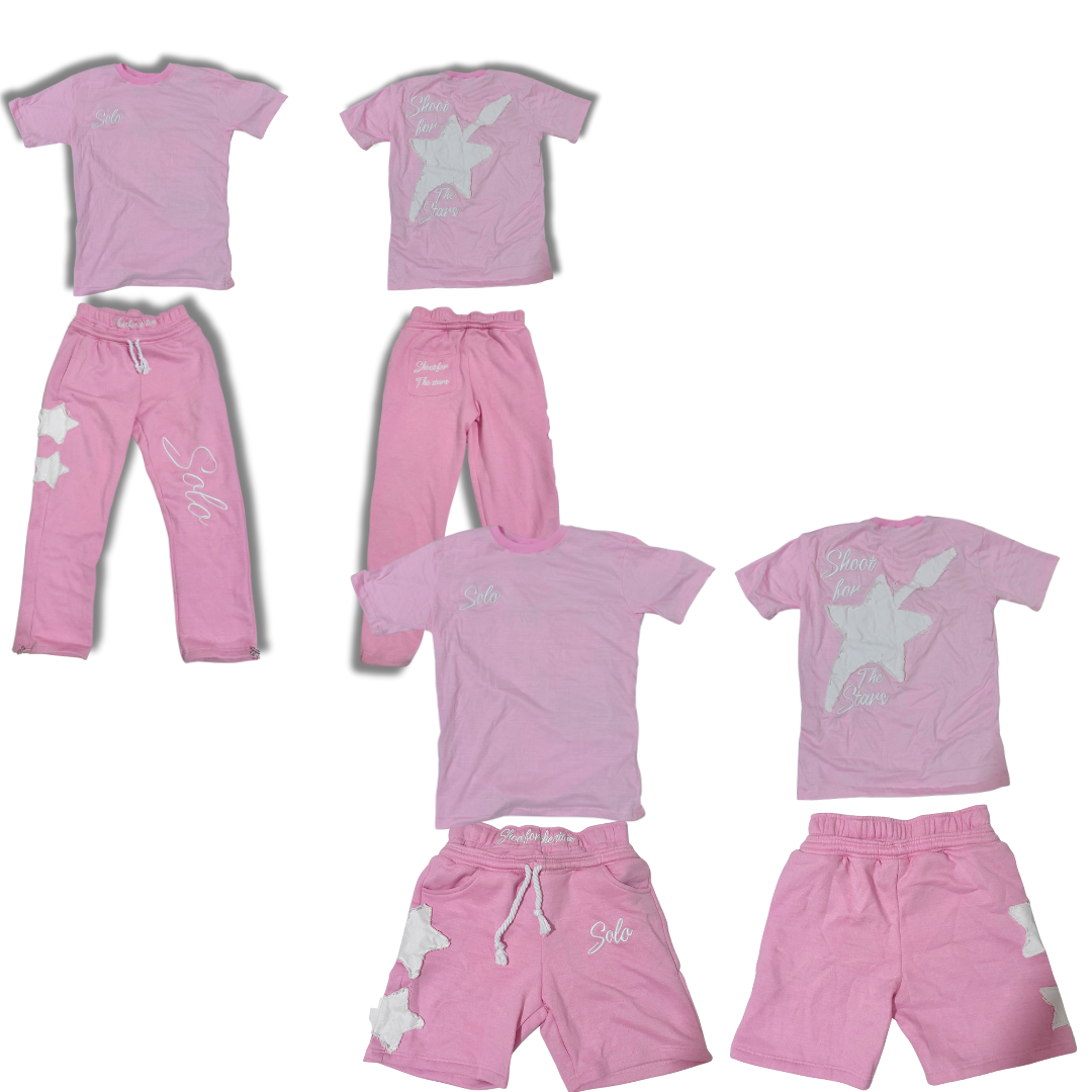 Solo SFTS Complete Set (T-Shirt + Shorts + Pants) - Pink